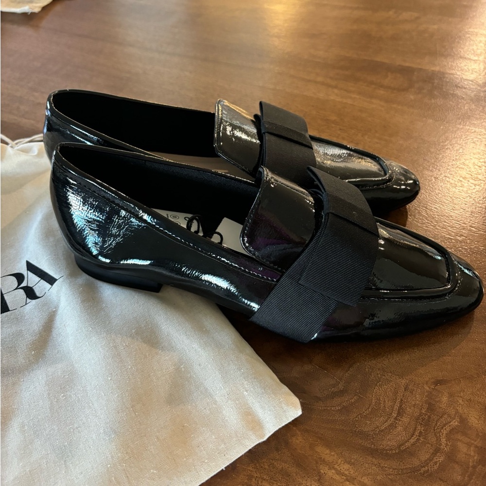 ZARA Black Leather Loafers